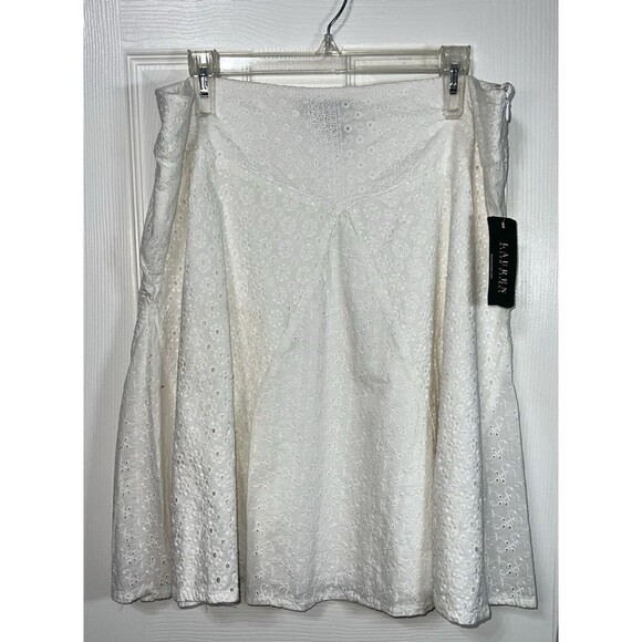 Ralph Lauren A Line Eyelet Womens Skirt White Size 16 NEW With Tags - Picture 2 of 8